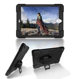 eSTUFF Funda Defender AUSTIN para iPad Air 9.7 sin protector de pantalla - Negra, Resistente a golpes, Soporte 360°, Correa