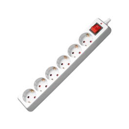 Mediarange Regleta 6 Tomas con Interruptor Longitud Cable 1.4m Color Blanco