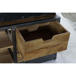 DKD Home Decor Estanteria Vintage Natural Negro 164 x 47 x 226 cm Madera Reciclada Metal 4 Cajones 6 Estantes