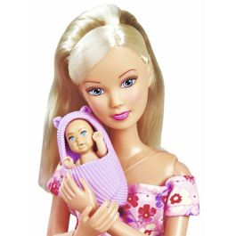 Smoby Steffi Love Muñeca Embarazada Futura Mamá 29cm SIM4006592091156 con Accesorios Bebé y Barriga que Crece