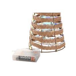 DKD Home Decor Cono Navidad Alpina Decoración Navideña LED, Ratán y PE, Natural Multicolor, 20x20x80 cm, Set 3 Conos (2 Packs)