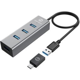GrauGear G-HUB4-AC USB 3.0 HUB de 4 Puertos Tipo-A, Velocidad de 5000 Mbit/s, Material de Aluminio, Negro Precio: 34.50000037. SKU: B14Z7RA3Q3