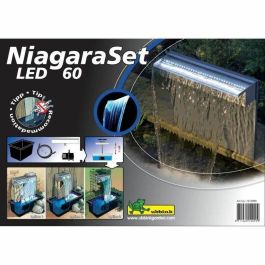 Ubbink Niagara 60 Led Kit de cuchilla de agua con iluminación LED para cascadas, acero inoxidable 304, incluye bomba y manguera