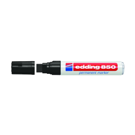 Edding Marcador Permanente 850 Negro, Punta Biselada 5-15mm, Resistente al Agua y roce, Ideal para Múltiples Superficies