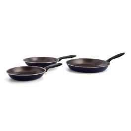 Quid Nuit Set 3 Sartenes Aluminio Antiadherente Azul 20-24-28 cm Apto Gas Vitro Eléctrica Lavavajillas