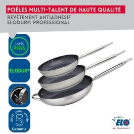 Elo Juego de 3 Sartenes de Inducción Profesional Acero Inoxidable 18/10 ELODUR Ø 24-28 y 32 cm ELO1718237506498