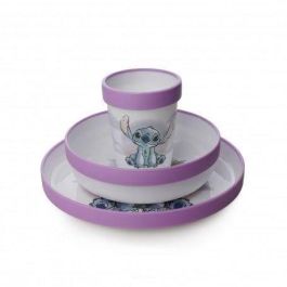 Set de Comida de 3 Piezas de Lilo y Stitch: Taza + Tazón + Plato Antideslizante Set de Comida de 3 Piezas de Lilo y Stitch: Taza + Tazón + Plato Antideslizante