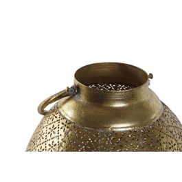 DKD Home Decor Portavela Árabe de Metal y Cristal Dorado 24x38.5x24 cm