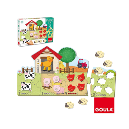 Goula 53438 Puzzle 1-5 Animales de Madera para Aprender a Contar +12 Meses