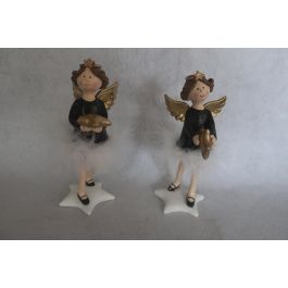 DKD Home Decor Figura Decorativa de Navidad Moderna Ángel Resina Negro Blanco 9x20x8 cm Set 2 Unidades Precio: 9.02418. SKU: B1BSCM8NXS
