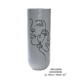 DKD Home Decor Jarrón Moderno de Resina Blanco, Diseño Caras Abstractas, 90.5 cm de Alto, 34 cm de Ancho y 34 cm de Fondo Precio: 160.49999988. SKU: S3020496
