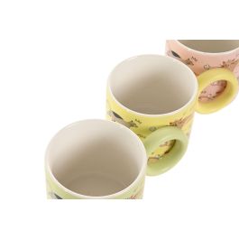 DKD Home Decor Taza Mug Scandi de Porcelana Surtido Verde Rosa 330ml - Apta Microondas y Lavavajillas (12 Unidades)