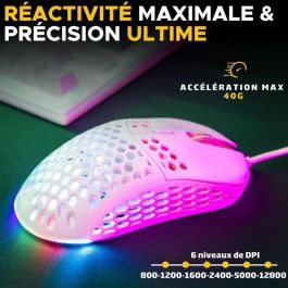 The G-Lab THE3760162051353 Ratón Gaming KULT-OXYGEN con Cable RGB 12800 DPI Blanco