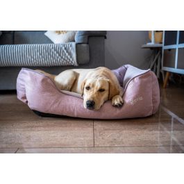 Cadaqués Cuna Rectangular Rosa 100x80 cm con Cremallera y Relleno de Poliéster Reciclado, Base Antideslizante, Lavable