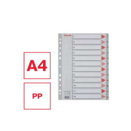 Esselte Separador Numerico 1-12 Cartulina Folio Juego de 12 Separadores Multitaladro