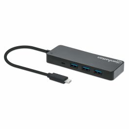 MANHATTAN 168410 Hub USB-C a 7 Puertos USB 3.2 Gen 1 Tipo-A 5Gbit/s Negro para PC Mac Windows Linux ChromeOS