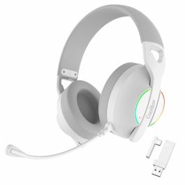 Coolbox Auriculares WB01 Inalámbricos Bluetooth 5.4 con Micrófono Extraíble y RGB - Blanco
