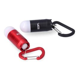 Edm Linterna Llavero con Mosquetón LED 0.5W 40LM 8000K, Aluminio, Resistente a Salpicaduras, 1-1.5H Autonomía, Pilas Incluidas, Colores Surtidos