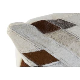 DKD Home Decor Cojin Colonial Camel Gris Piel Poliester 40 x 40 x 10 cm (2 Unidades)