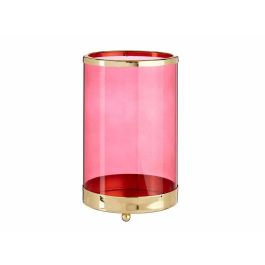 Giftdecor Base para Vela de Cristal Cilíndrica en Rosa y Oro, Vidrio y Metal, 12x19 cm (8 Unidades)