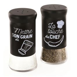 Totally Addict Salero O Pimentero Industriel Altura 10,5 cm Cristal y Acero Inoxidable