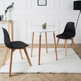 Home Deco Factory Mesa Redonda Essentiel Blanca Madera Metal Polipropileno ø76 cm