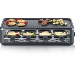 Severin RG2365 Parrilla Raclette para 8 personas, Placa de cocción cerámica 48x24 cm, 1300 W, Negro