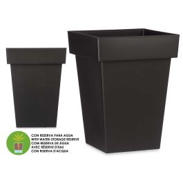 Maceta Cuadrada Antracita Con Reserva Agua 40Cm Ibergarden (6 Unidades)