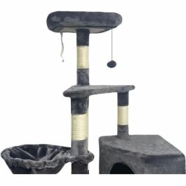 SWIFTY AL102BIS Árbol para gatos con 3 plataformas, 1 percha, 1 nicho y rascadores - 55x40x138 cm - Gris Oscuro