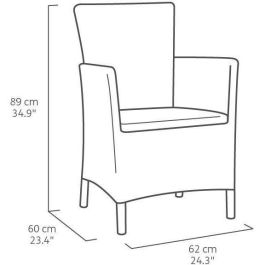 ALLIBERT by KETER Sillón de Jardín para Exterior IOWA Graphite Resina Trenzada Imitación Ratán con Cojín Gris de Poliéster 62x60x89 cm