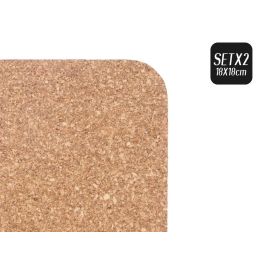 Kinvara Set 2 Salvamanteles de Corcho Cuadrados 18 cm para Mesa - Diseño Natural y Funcional (12 Unidades)