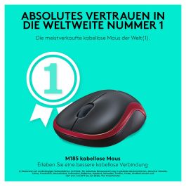 Logitech M185 Ratón Inalámbrico Óptico 1000 DPI Rojo