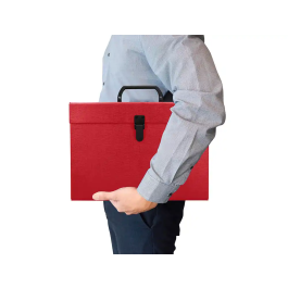 Liderpapel Maletín con fuelle 19 departamentos 255x390x120 mm cartón forrado color rojo