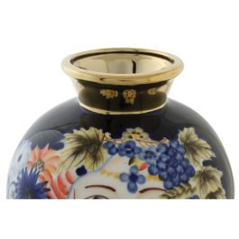 DKD Home Decor Jarrón Decorativo de Porcelana Estilo Shabby Colección Margot con Diseño de Cara Multicolor Azul 19x23x19 cm