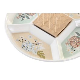 DKD Home Decor Ivy&daisy 2022 Aperitivo Tradicional Verde Beige Gres Bambú 23.5 x 3 x 23.5 cm