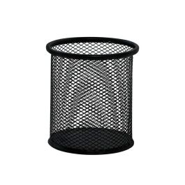 Q-connect Cubilete portalápices de metal rejilla, redondo, negro, Ø86 x 105 mm