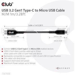 Club3D Kabel USB 3.2 Tipo C a Micro USB 1m Macho/Macho