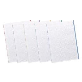 Liderpapel Recambio A4 120 Hojas 90gr Cuadro 5 mm 4 Taladros Bandas Colores Pasteles