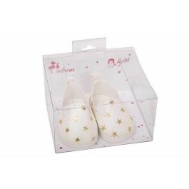 Set zapatos blanco con estrellitas para muñecos de 40 cm