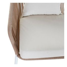 DKD Home Decor Sofá Terraza y Jardín Set de 4 Blanco Beige Aluminio Poliéster Cuerda 151.5 x 72 x 70 cm
