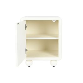 DKD Home Decor Mesita de Noche Moderna Blanco 1 Puerta 40 x 55 x 45 cm