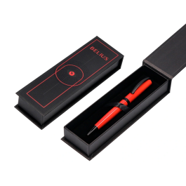 Belius Turbo Boligrafo Aluminio Rojo y Negro Tinta Azul Caja Diseño Caja Magnética 0,8 mm