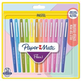 Paper Mate Rotulador Flair Pastel Punta Fibra 0.7mm Blíster 12 Unidades Colores Surtidos Tinta Base Agua Resistente a la Luz