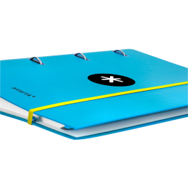 Antartik Carpeta con recambio a4 cuadro 5mm forrada 4 anillas 40mm redondas con solapa color azul