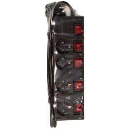 LogiLink LPS251 Regleta 4 Enchufes Tipo F CEE 7/4 con 5 Interruptores, Cable 1,5 m, Negro
