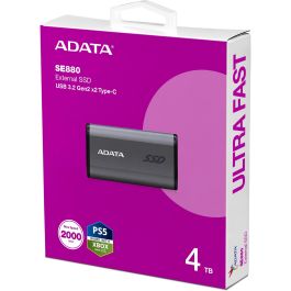 ADATA SE880 SSD Externo Portátil 4TB USB 3.2 Gen 2x2 Tipo C 2000MB/s Gris para PC/Android