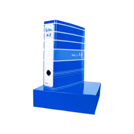 Liderpapel Archivador de Palanca A4 Filing System Forrado Azul Lomo 80mm con Caja y Compresor Metálico