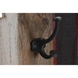 DKD Home Decor Perchero de Pared de Madera y Metal Hecho a Mano, Colores Natural, Marrón Oscuro, Blanco - 83.5x25x10 cm