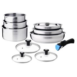 Arthur Martin AM0006 - Juego de utensilios de cocina de acero inoxidable 18/10 para inducción, 10 piezas con mango extraíble Precio: 100.79000041. SKU: B1DZ63K5AN