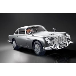 Playmobil James Bond Aston Martin DB5 Goldfinger con gadgets, asiento eyector y matrículas giratorias, vehículo icónico de 007